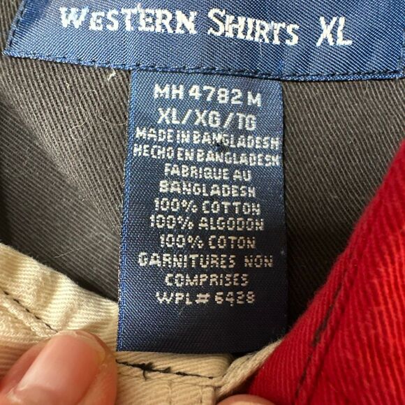 Wrangler Shirt Mens XL Color Block Button Up  Chambray  Workwear Country 90s - Picture 6 of 9